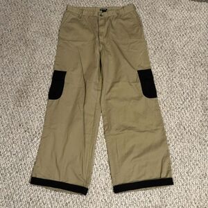 Hot Topic Khaki Chino Contrast Cargo Pocket Pants 100% Cotton Men's Size 36 EUC